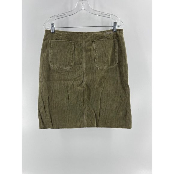 Calvin Klein Jeans Olive Green Corduroy Pencil Skirt Button Front Pockets Size 8 - Picture 5 of 11